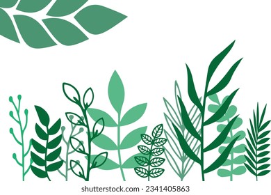 vector poster with branches green leaves on white background