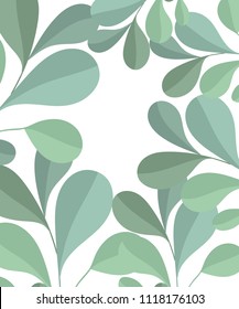 Vector poster with branches and leaves. Isolated hand drawn illustration on white background. Organic natural healthy products. Great for banner, poster, label, package
