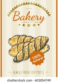 Vector poster with a bread product in a sketch style. Vector illustration for your design