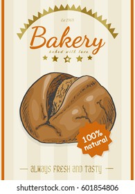 Vector poster with a bread product in a sketch style. Vector illustration for your design