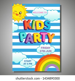Vector  poster bright letters funny kids party 