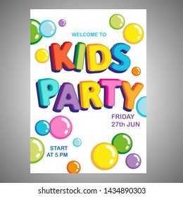 Vector  poster bright letters funny kids party 