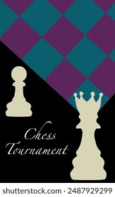 Vector poster for chess tournament. International chess day.