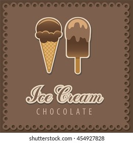 Vector poster with chocolate ice cream in brown colors with the inscription