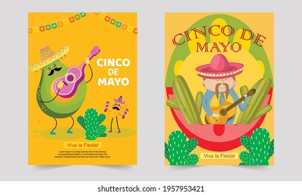 Vector poster for Cinco De Mayo celebration background template design. mexican holiday. Cinco de mayo design for Mexican party. Cinco De Mayo holiday banner. Fiesta ad, signage, card, invitation.