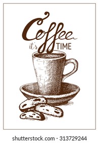 Vector Poster with Coffee Lettering. Typographic design