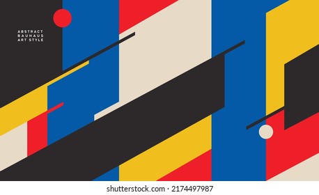 Vector poster and collage template Bauhaus art style. Trendy simple and minimalist modern art. For print, web, and wall art. Pattern abstract painting artwork. Printable illustration.