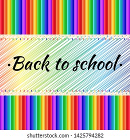 Vector poster concept Back to school with colorful pencils. Template for education design, offers, print.  