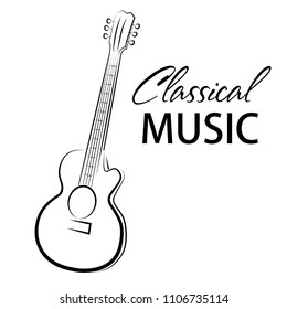  Vector poster for a concert of classical music with guitar.