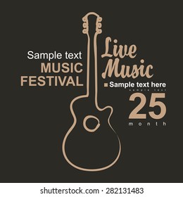 vector poster for a concert with a picture of an acoustic guitar