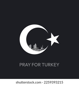 A vector poster for condolences to Turkey on the occasion of the earthquake. Pray for Turkey