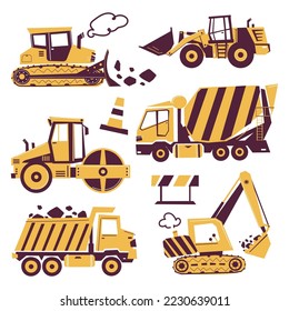 Vector poster with construction equipment.