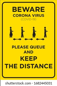 Vector Poster: Corona Virus (COVID-19), Queue with Physical Distancing Poster