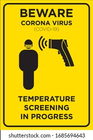 Vector Poster: Corona Virus (COVID-19), Temperature Screening In Progress Poster