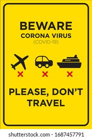 Vektorillustration-Poster: Corona Virus (COVID-19), Bitte, kein Reiseplakat