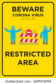 Vektor-Poster: Corona Virus (COVID-19), Plakat für Sperrgebiete/Quarantänegebiete