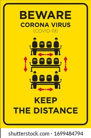 Vector Poster: Corona Virus (COVID-19), Keep the Distance in the waiting room