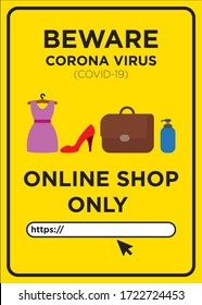 Vector Poster: Corona Virus (COVID-19), Online Shop Only (with empty web address)