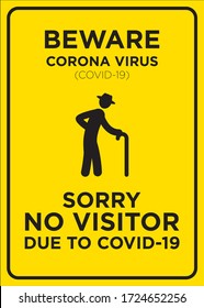 Vector Poster: Corona Virus (COVID-19), Kein Besucher aufgrund von COVID-19 (für Ruhestand/Pflegeheim)
