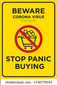 Vector Poster: Corona Virus (COVID-19), Stop Panic Buying