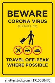Vektor-Poster: Corona-Virus (COVID-19), Reise außerhalb der Spitze, wo möglich