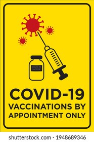 Vector Poster: Corona Virus (COVID-19), Covid-19 Vaccinations By Appointment Only