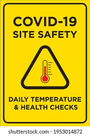 Vector Poster: Corona Virus (COVID-19) Site Safety, Daily Temperature and Health Checks