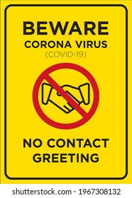 Vector Poster: Corona Virus (COVID-19), No Contact Greeting