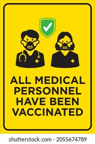 Vector Poster: Corona Virus (COVID-19), All Medical Personnel Have Been Vaccinated