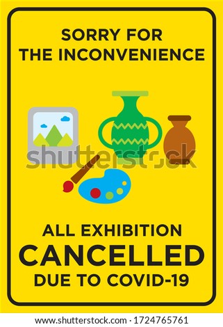 Vector Poster: Corona Virus, Sorry for the Inconvenience, All Exhibition Cancelled Due to COVID-19