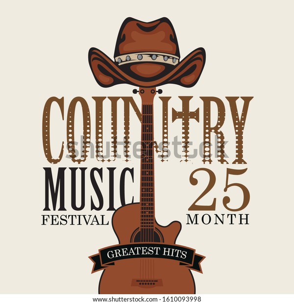 Vector Poster Country Music Festival Brown Stock Vector Royalty Free 1610093998