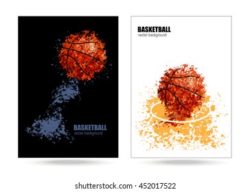 vector poster, cover a basketball game, grunge background