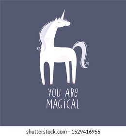 Vector poster with a cute unicorn for Baby Shower party