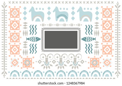 Vector poster decorated with scandinavian ornaments with place for text.