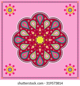 Vector poster with decorative flower