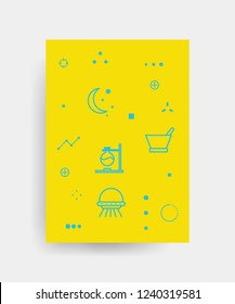 Vector poster design for Back to school with high detailed illustrations. Wrinkled paper, school supplies icons
