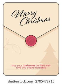 Vector poster design of a Christmas greeting card with envelope style and Christmas ornaments