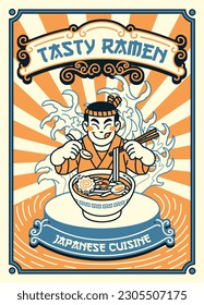 Vector Poster Design of Japanese Tasty Ramen Shop