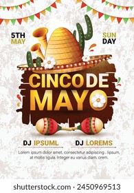 Vector poster design for Mexican holiday,5th may Cinco De Mayo with abstract background and Beautiful hand lettring.
