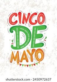 Diseño de póster de Vector para las vacaciones de México, 5 de mayo Cinco de Mayo con fondo abstracto y letras de mano hermosas.
