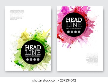 Vector Poster Design Template. Business Abstract Background With Paint Blots, Flyer, Brochure, Banner Design. A4 Size.