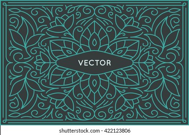 Vector poster design template and greeting card with copy space for text or title in trendy linear style - vintage background for cover, advertising, packaging - vector frame for logo