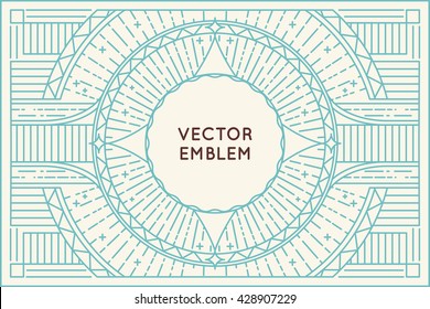 Vector poster design template and greeting card with copy space for text or title in trendy linear style - vintage background for cover, advertising, packaging - vector frame for logo