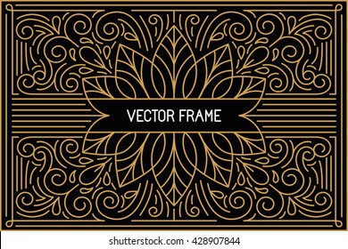 Vector poster design template and greeting card with copy space for text or title in trendy linear style - vintage background for cover, advertising, packaging - vector frame for logo