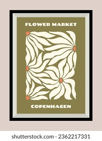 Vector poster design template with groovy flowers background