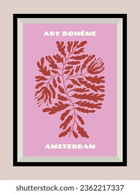 Plantilla de diseño de afiches vectoriales con fondo de flores onduladas