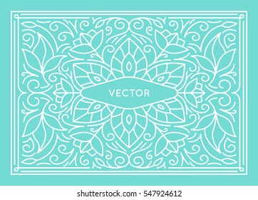 Vector poster design template, wedding invitation and greeting card with copy space for text or title in trendy linear style - vintage background for cover, advertising, packaging with flowers 
