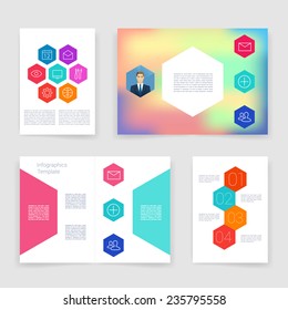 Vector poster design templates collection. Applications and Infographic Concept. Flyer, Brochure Page Design Templates set. Modern flat design icons layout. 