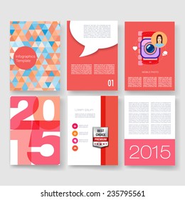 Vector poster design templates collection. Applications and Infographic Concept. Flyer, Brochure Page Design Templates set. Modern flat design icons layout. 