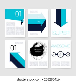 Vector poster design templates collection. Applications and Infographic Concept. Flyer, Brochure Page Design Templates set. Modern flat design icons layout. 